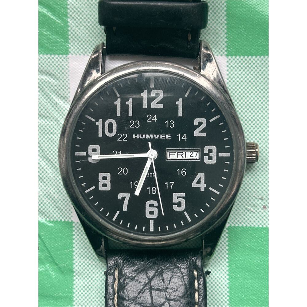 Humvee Silver Tone Black Band Military Time Men’s Watch